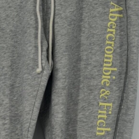 Abercrombie & Fitch Heather Gray Jogger Sweatpants Yellow Logo XS - Picture 3 of 6